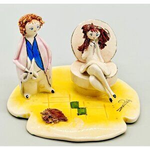 Lino Zampiva Figurine Hair Stylist Salon Spaghetti Made in Italy Signed 2.5 inch